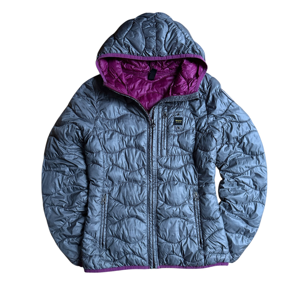 Blauer USA Wave Puffer Daunen Winterjacke (Damengröße XS)
