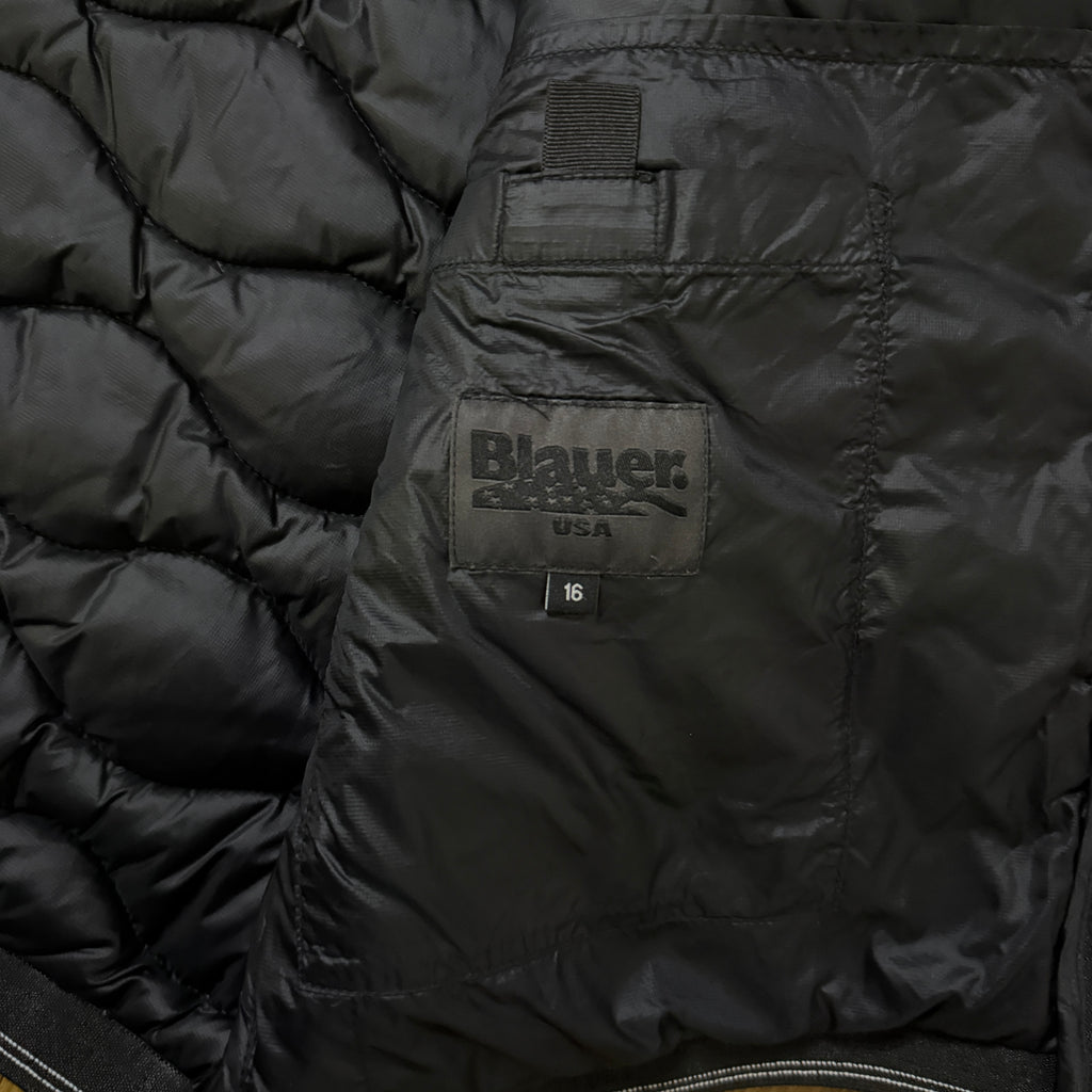 Blauer USA Puffer Cardigan Wave Winterjacke (Größe S)