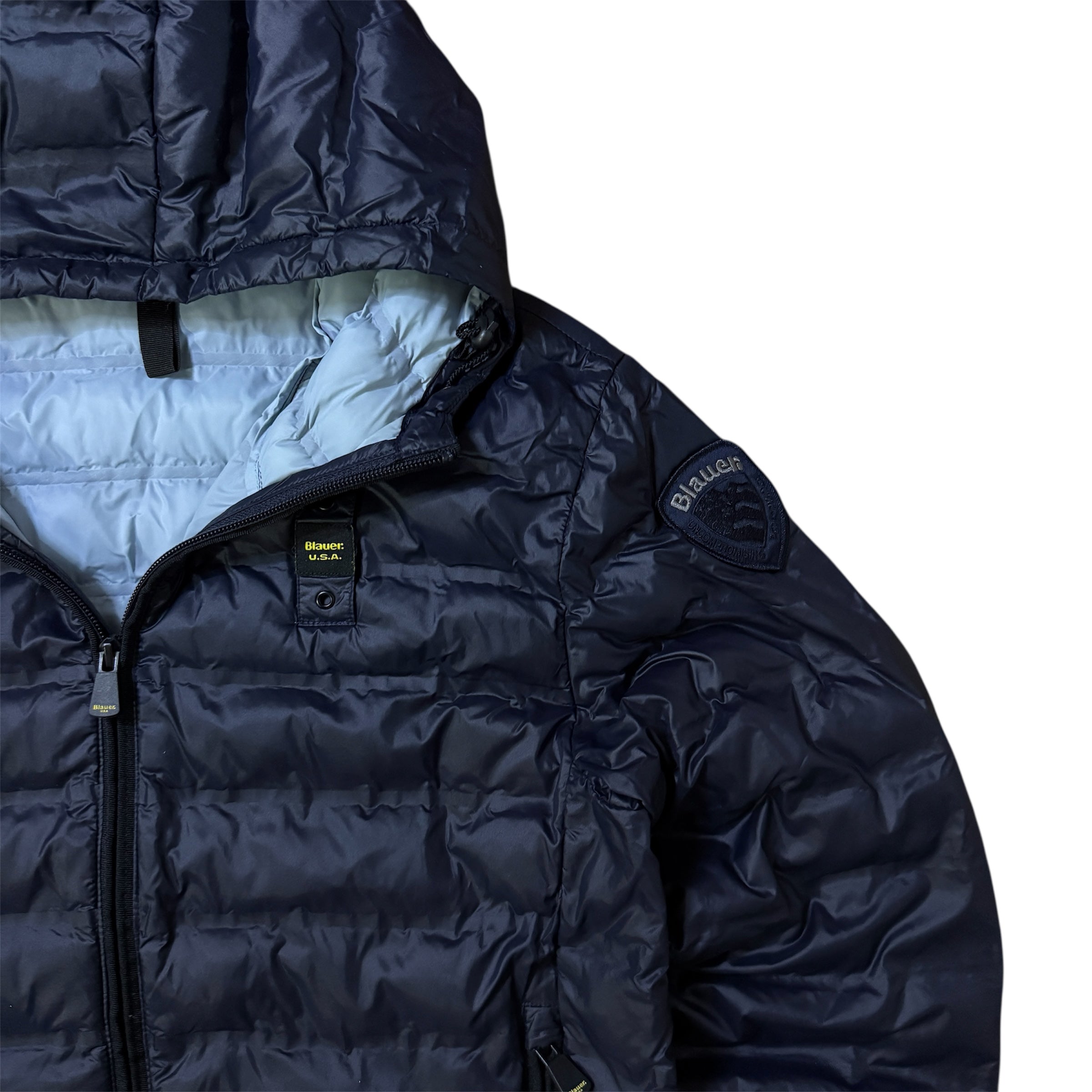 Blauer USA Glossy Steppjacke/Winterjacke (Größe S)