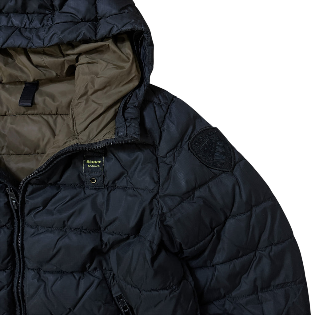 Blauer USA Puffer Daunen Winterjacke (Größe XS)