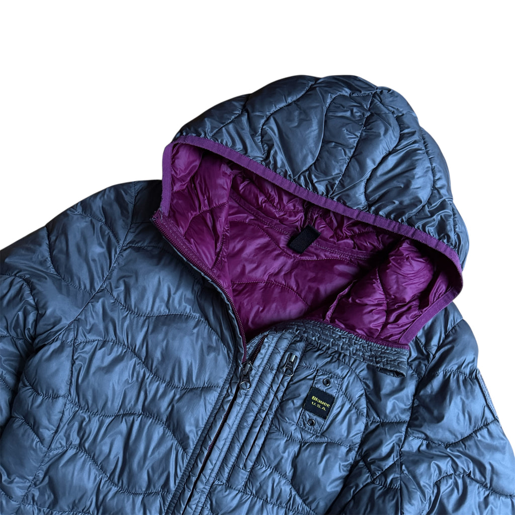Blauer USA Wave Puffer Daunen Winterjacke (Damengröße XS)