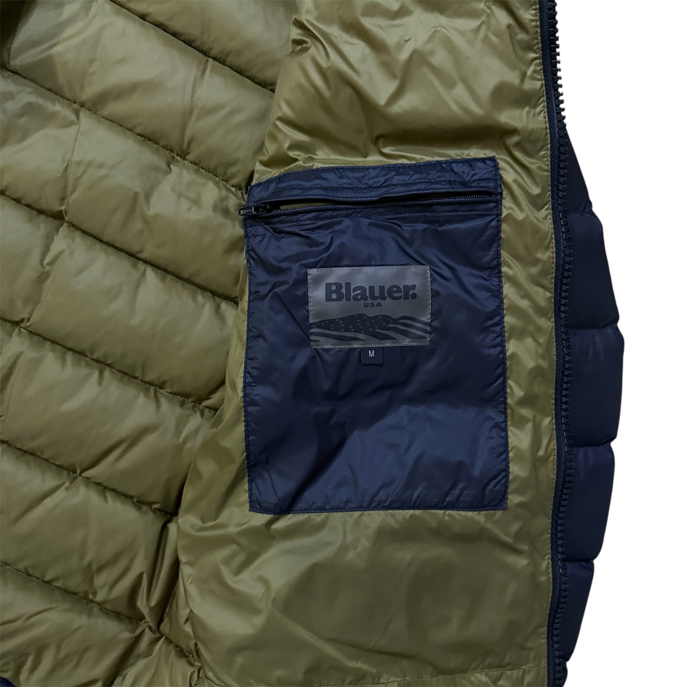 Blauer USA Puffer Daunen Winterjacke (Größe M)