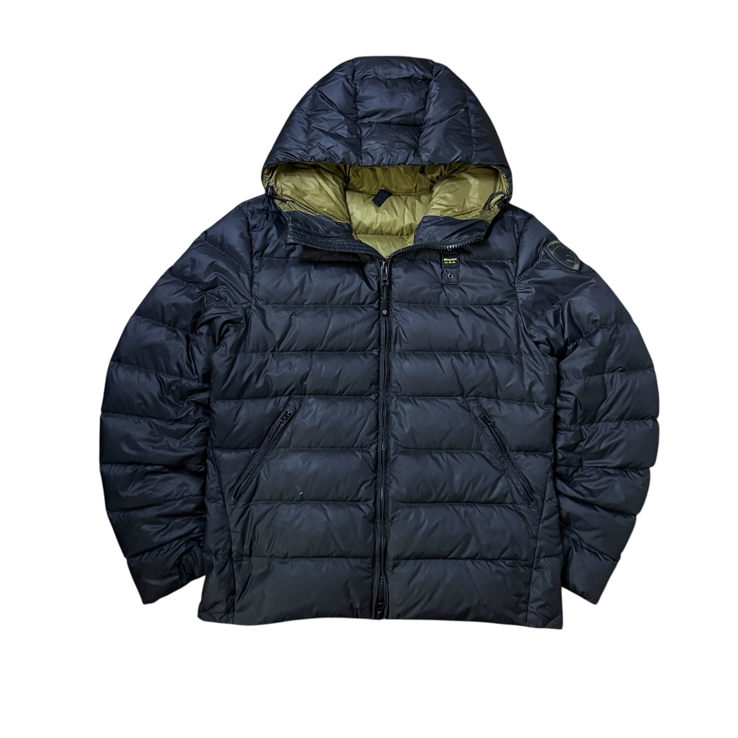Blauer USA Puffer Daunen Winterjacke (Größe M)